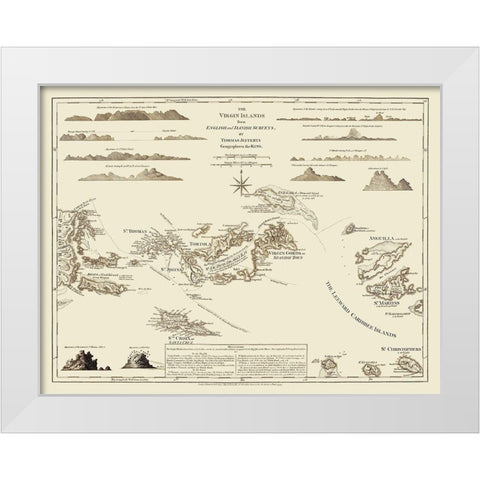 Virgin Islands United States - Jefferys 1775 White Modern Wood Framed Art Print by Jefferys