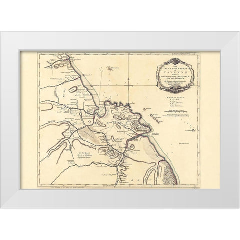 South America Cayenne French Guiana - Jefferys White Modern Wood Framed Art Print by Jefferys