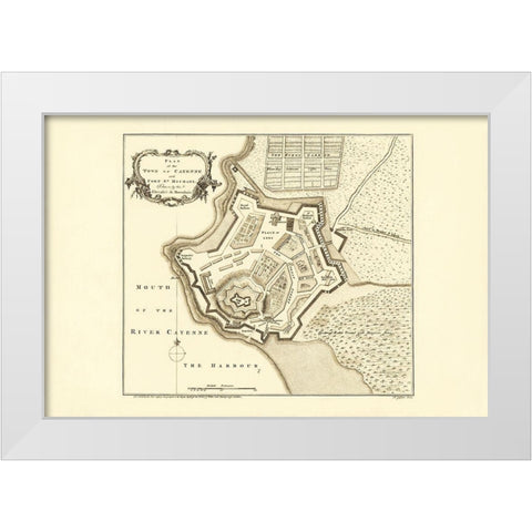 S. America Cayenne Fort St Michael French Guiana White Modern Wood Framed Art Print by Jefferys