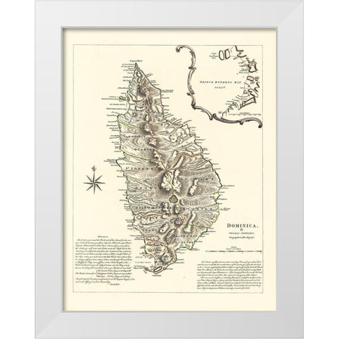 Caribbean Dominica - Sayer 1768 White Modern Wood Framed Art Print by Sayer