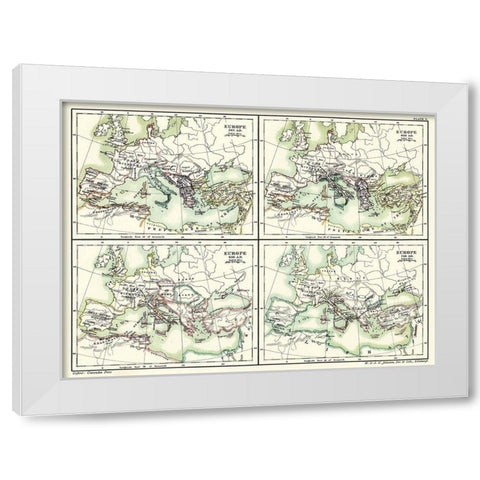 Europe 565 AD-720 AD - Poole 1902 White Modern Wood Framed Art Print by Poole