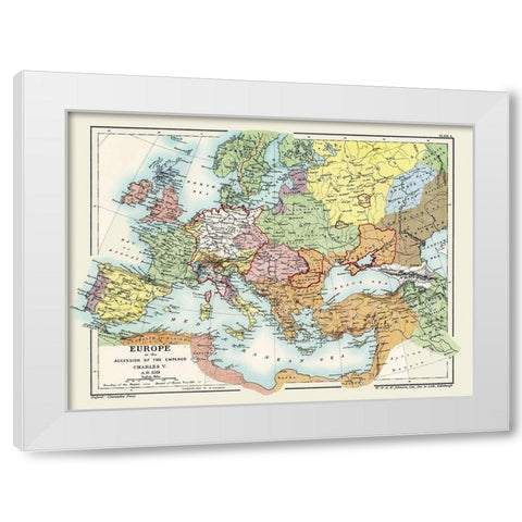 Europe Charles V 1519 AD - Poole 1902 White Modern Wood Framed Art Print by Poole