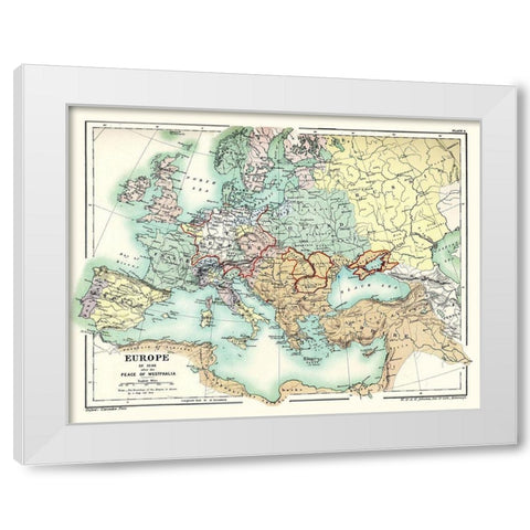 Europe 1648 Peace of Westphalia - Poole 1902 White Modern Wood Framed Art Print by Poole