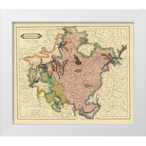 Franconia Duchy Germany - Hamilton 1831 White Modern Wood Framed Art Print by Hamilton