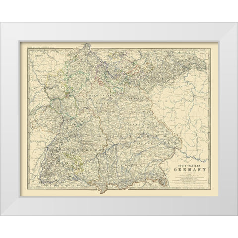 Southwest Germany - Johnston 1861 White Modern Wood Framed Art Print by Johnston