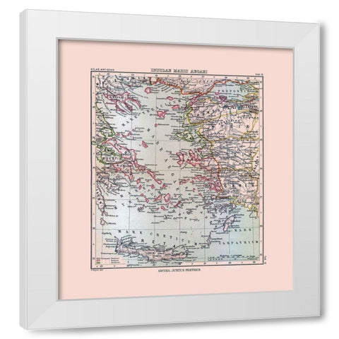 Aegean Sea Islands Greece Turkey - Perthes 1896 White Modern Wood Framed Art Print by Perthes