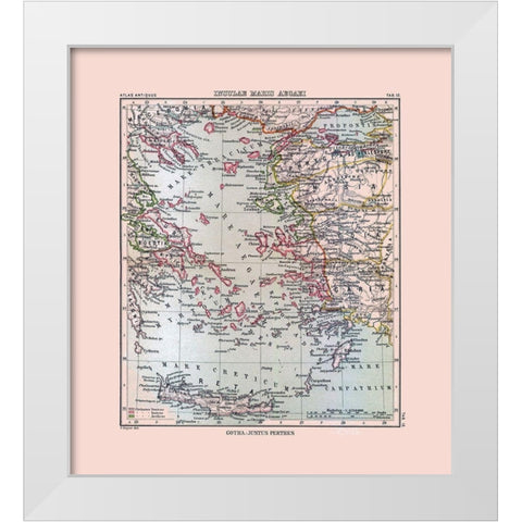 Aegean Sea Islands Greece Turkey - Perthes 1896 White Modern Wood Framed Art Print by Perthes