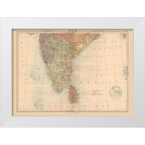 India Sri Lanka - Black 1867 White Modern Wood Framed Art Print by Black