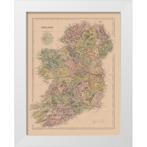 Ireland - Black 1867 White Modern Wood Framed Art Print by Black