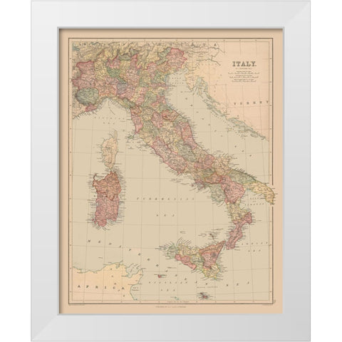 Italy - Black 1867 White Modern Wood Framed Art Print by Black