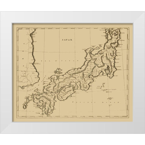 Ancient Japan - Arrowsmith 1812 White Modern Wood Framed Art Print by Arrowsmith