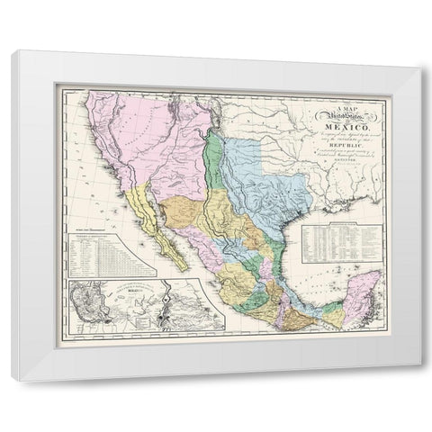 Mexican States Mexico - Tanner 1846 White Modern Wood Framed Art Print by Tanner