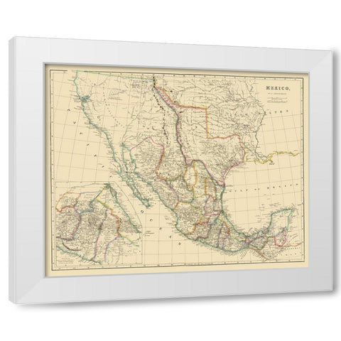 Mexico - Arrowsmith 1844 White Modern Wood Framed Art Print by Arrowsmith
