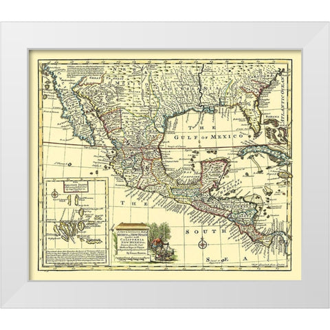 California New Mexico United States Mexico White Modern Wood Framed Art Print by Bowen