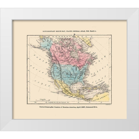 North America United States Mexico Canada White Modern Wood Framed Art Print by Black