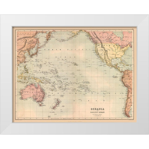 Oceania Pacific Ocean - Black 1867 White Modern Wood Framed Art Print by Black