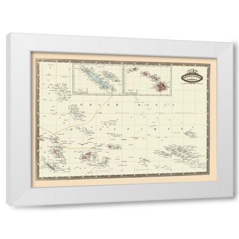 Pacific Islands Oceania - Garnier 1860 White Modern Wood Framed Art Print by Garnier