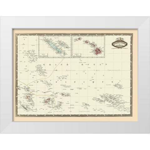Pacific Islands Oceania - Garnier 1860 White Modern Wood Framed Art Print by Garnier