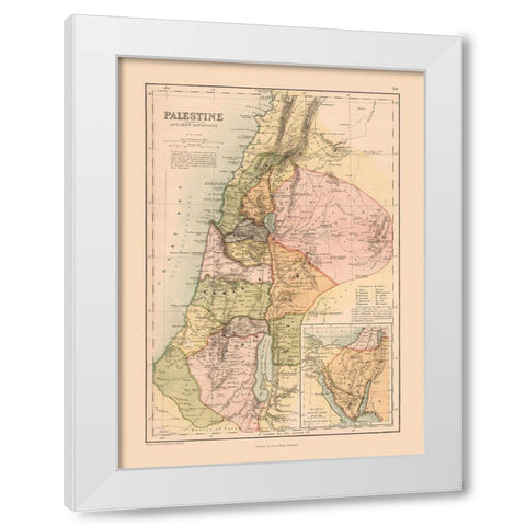Middle East Palestine Ancient Divisions Israel White Modern Wood Framed Art Print by Black