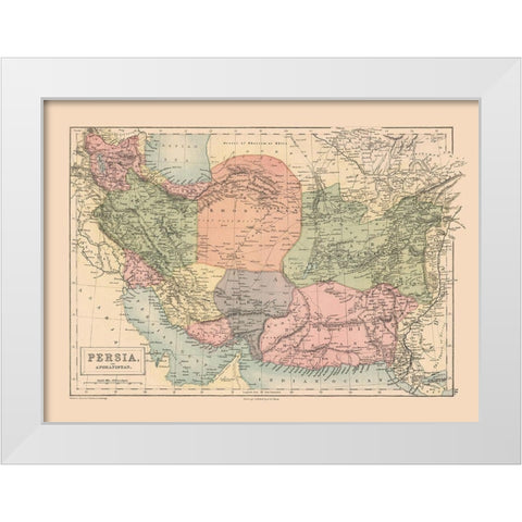 Middle East Persia Afghanistan - Black 1867 White Modern Wood Framed Art Print by Black