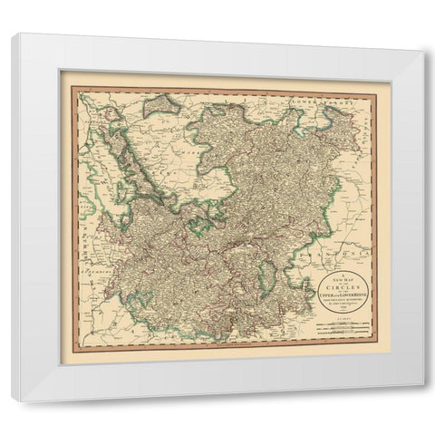 Upper Lower Rhine Germany - Cary 1835 White Modern Wood Framed Art Print by Cary