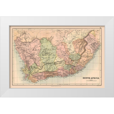 South Africa - Black 1867 White Modern Wood Framed Art Print by Black