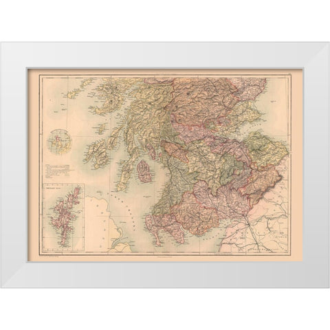 North Scotland - Black 1867 White Modern Wood Framed Art Print by Black