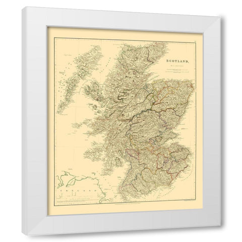 Scotland - Arrowsmith 1834 White Modern Wood Framed Art Print by Arrowsmith