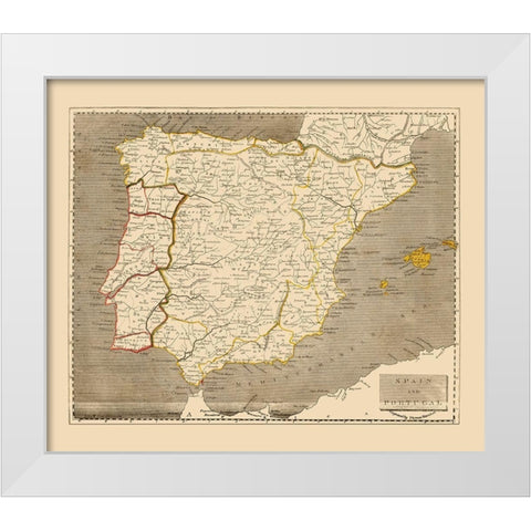 Spain Portugal - Thomas 1812 White Modern Wood Framed Art Print by Thomas