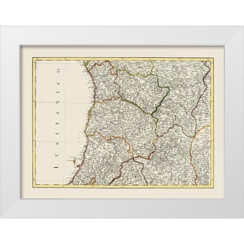 Spain Portugal - Lattre 1780 White Modern Wood Framed Art Print by Lattre