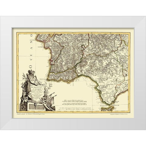 Spain Portugal - Lattre 1780 White Modern Wood Framed Art Print by Lattre