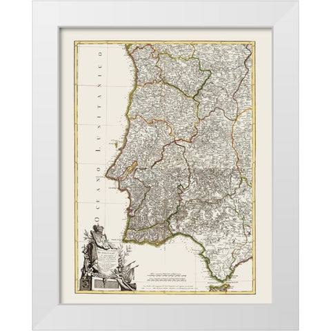 Spain Portugal - Lattre 1780 White Modern Wood Framed Art Print by Lattre