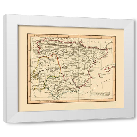 Spain Portugal - Thomas 1835 White Modern Wood Framed Art Print by Thomas