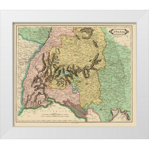 Swabia Region Germany - Hamilton 1831 White Modern Wood Framed Art Print by Hamilton