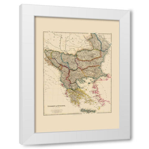 Europe Turkey - Arrowsmith 1844 White Modern Wood Framed Art Print by Arrowsmith
