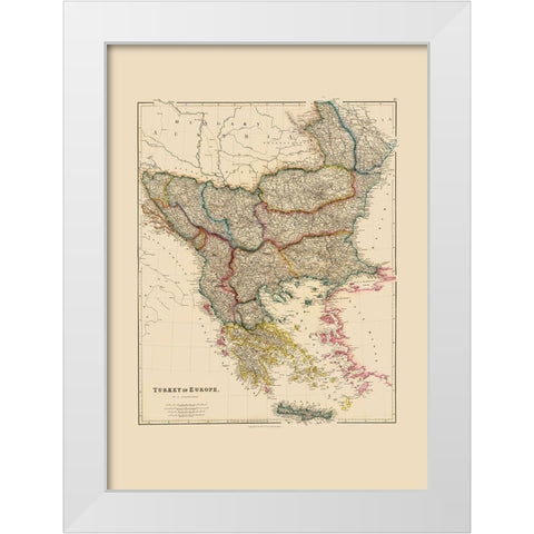 Europe Turkey - Arrowsmith 1844 White Modern Wood Framed Art Print by Arrowsmith
