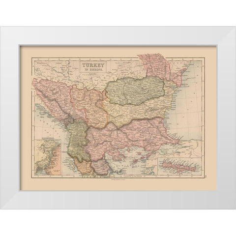 Europe Turkey - Black 1867 White Modern Wood Framed Art Print by Black