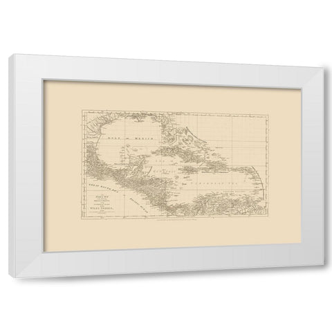 Chart West Indies Caribbean - Sayer 1775 White Modern Wood Framed Art Print by Sayer