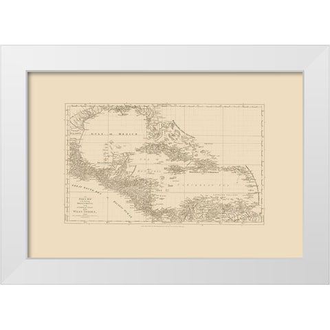 Chart West Indies Caribbean - Sayer 1775 White Modern Wood Framed Art Print by Sayer