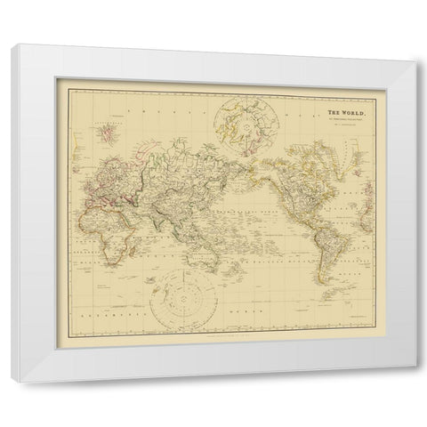 Mercator Projection - Arrowsmith 1835 White Modern Wood Framed Art Print by Arrowsmith