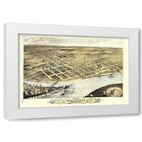 Wyandotte Kansas - Ruger 1869 White Modern Wood Framed Art Print by Ruger