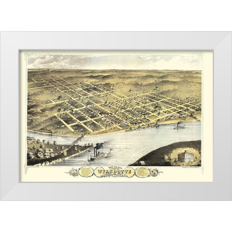 Wyandotte Kansas - Ruger 1869 White Modern Wood Framed Art Print by Ruger
