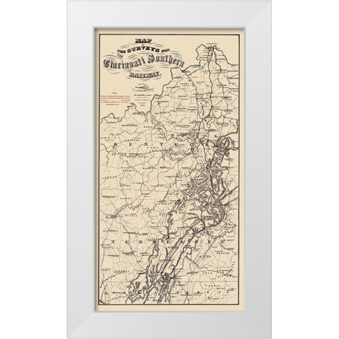 Cincinnati Southern Railway - Strobridge 1873 White Modern Wood Framed Art Print by Strobridge