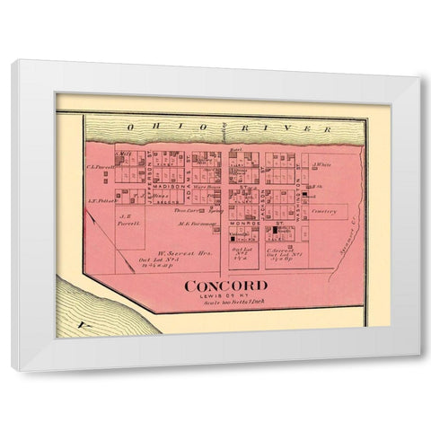 Concord Kentucky Landowner - Titus 1877 White Modern Wood Framed Art Print by Titus