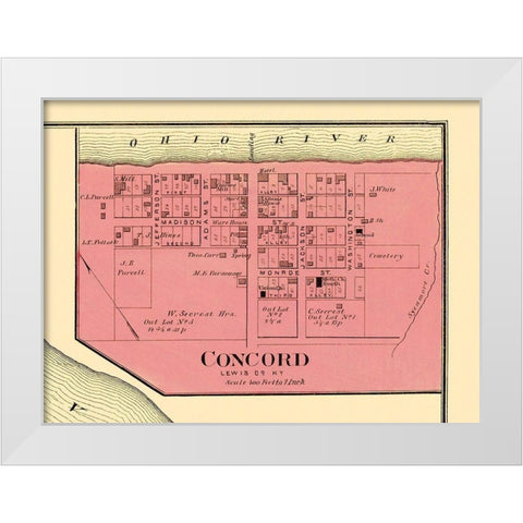 Concord Kentucky Landowner - Titus 1877 White Modern Wood Framed Art Print by Titus