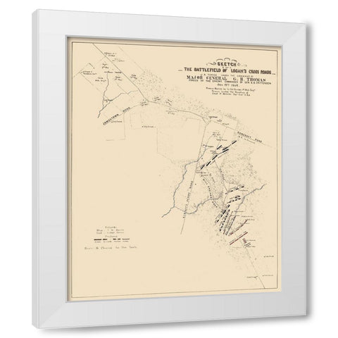 Logans Cross Roads Kentucky Battlefield - Michler 1862 White Modern Wood Framed Art Print by Michler