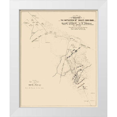 Logans Cross Roads Kentucky Battlefield - Michler 1862 White Modern Wood Framed Art Print by Michler