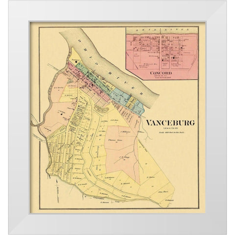 Vanceburg, Concord Kentucky Landowner - Hayes White Modern Wood Framed Art Print by Hayes