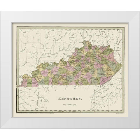 Kentucky - Putnam 1838 White Modern Wood Framed Art Print by Putnam
