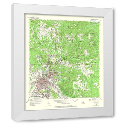Alexandria Louisiana Quad - USGS 1957 White Modern Wood Framed Art Print by USGS